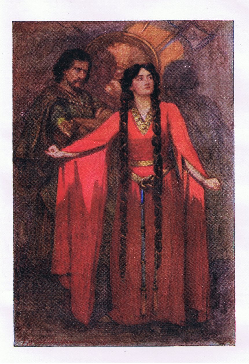 Oi! ei koskaan tule aurinko sitä huomista näkemään (MacBeth), teoksesta The Complete Works of Shakespeare, jonka on julkaissut George Harrap & Co Ltd, 1920-luvulla. tekijältä Hans Holbein der Jüngere