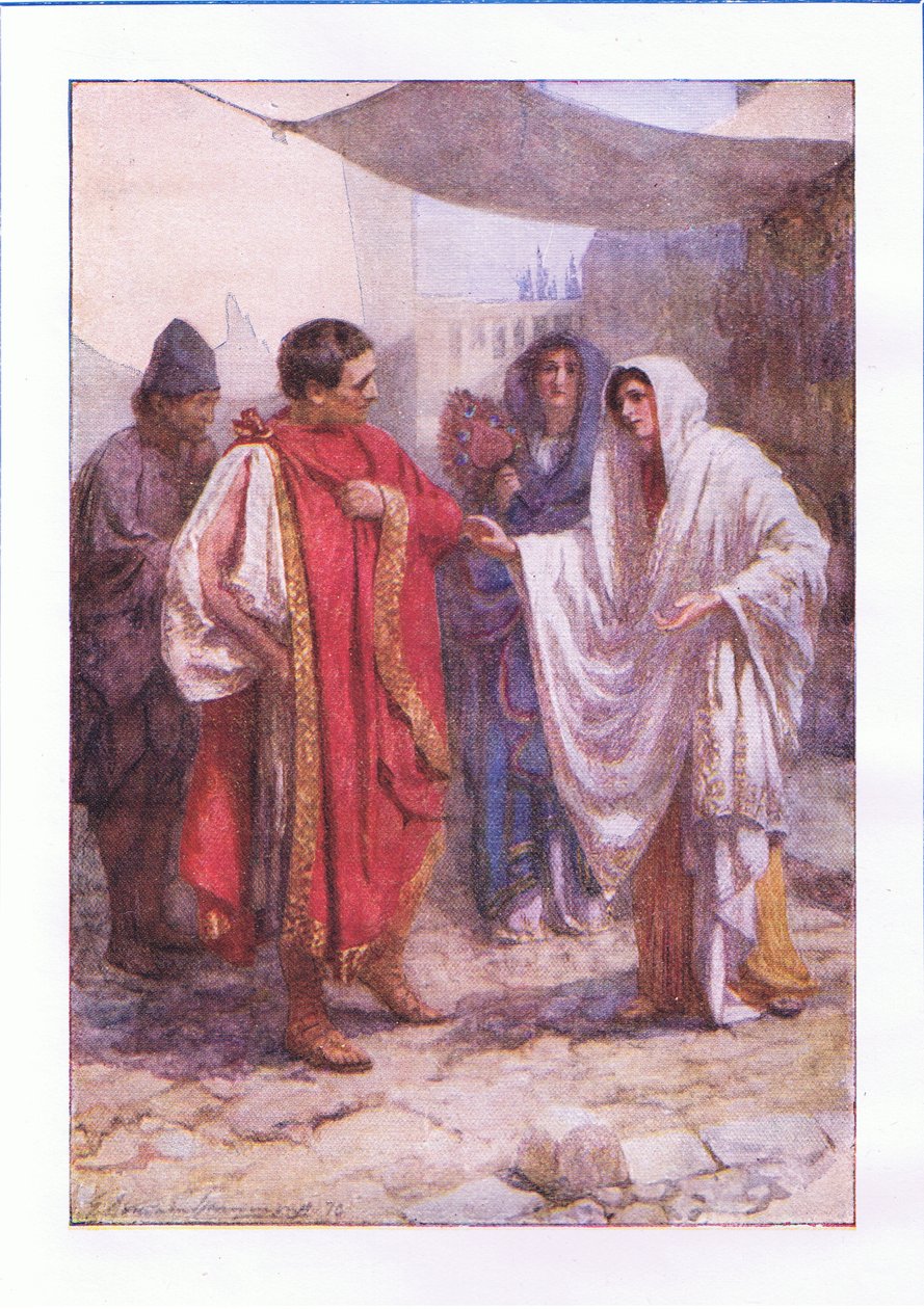 Pyydätkö minua, kaunis nainen? En tunne sinua. (The Comedy of Errors), teoksesta The Complete Works of Shakespeare, jonka on julkaissut George Harrap & Co Ltd, 1920-luku. tekijältä Hans Holbein der Jüngere