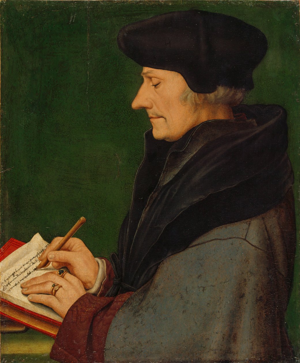 Erasmus Rotterdamilaisen muotokuva kirjoittamisesta, 1523 tekijältä Hans Holbein der Jüngere