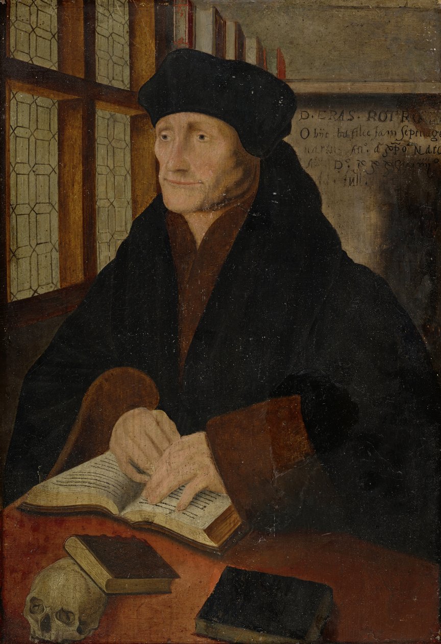 Erasmus Rotterdamilaisen muotokuva tutkimuksessa tekijältä Hans Holbein der Jüngere