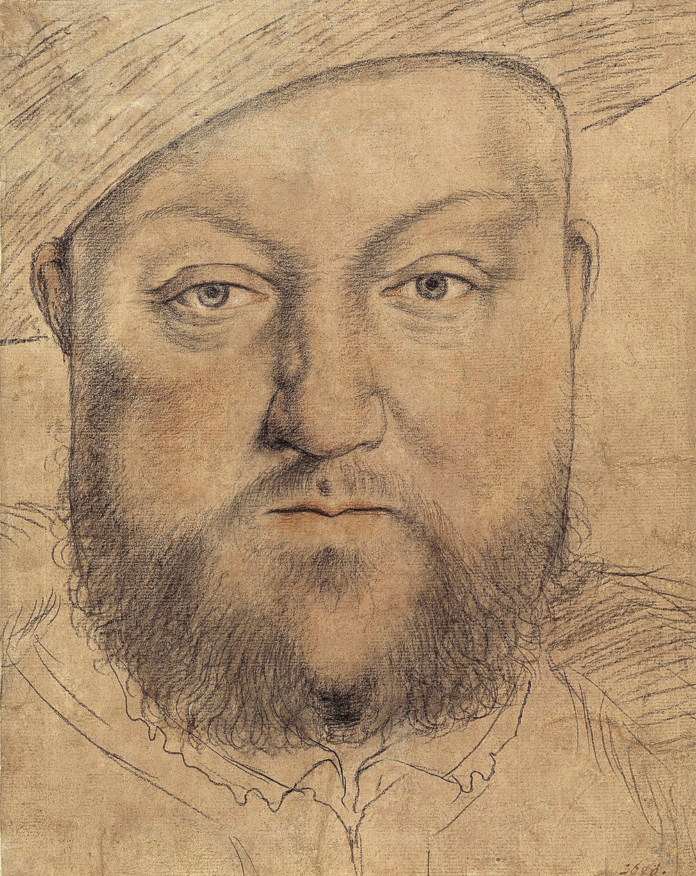Englannin kuninkaan Henrik VIII:n (Henri VIII) muotokuva Holbein, Hans, Nuorempi (1497-1543), n. 1540 - Hiili, pastelli ja sangviini pahville - Staatliche Graphische Sammlung, München tekijältä Hans Holbein der Jüngere