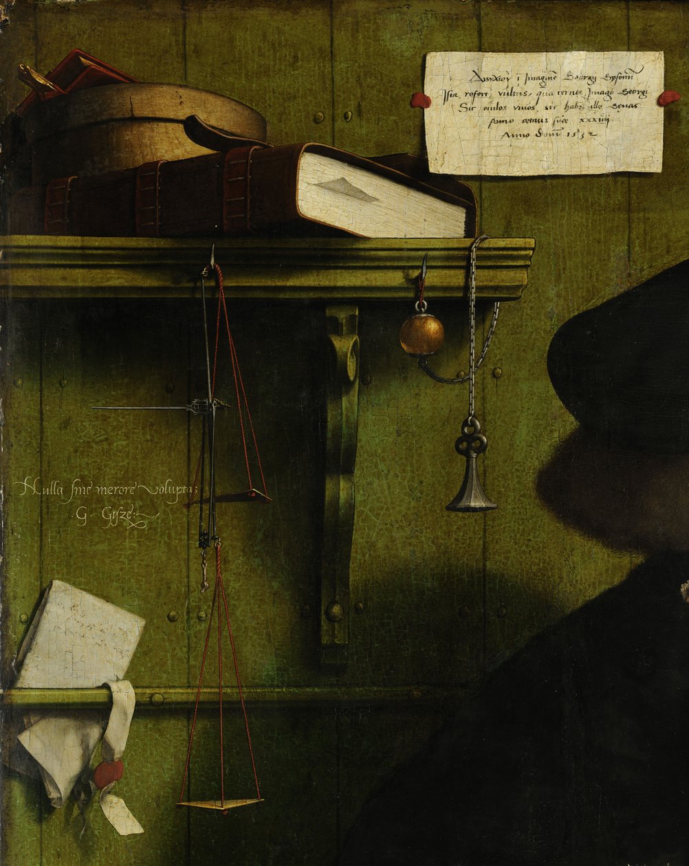 Kauppias Georg Giszen yksityiskohta, 1532 tekijältä Hans Holbein der Jüngere