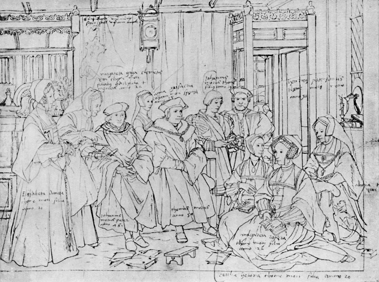 The More Family, Holbeinin luonnoksesta Baselin museossa, 1527, 1903 tekijältä Hans Holbein der Jüngere