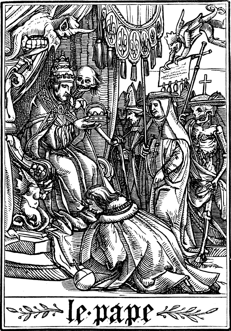 Paavi, jonka luona Kuolema vieraili, 1538 tekijältä Hans Holbein der Jüngere
