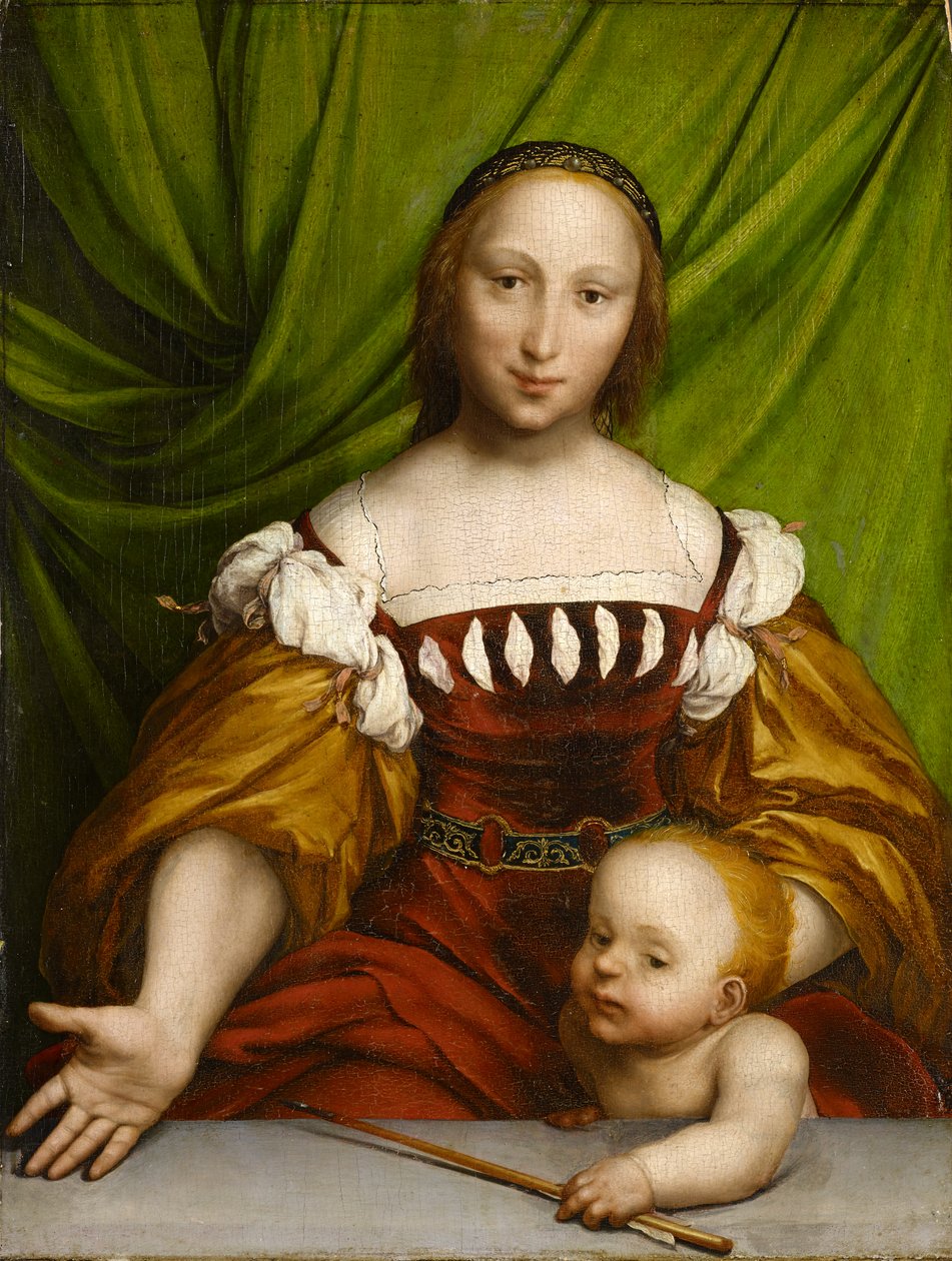 Venus ja Amor, 1526-28 (öljy kalkkipuulle) tekijältä Hans Holbein der Jüngere