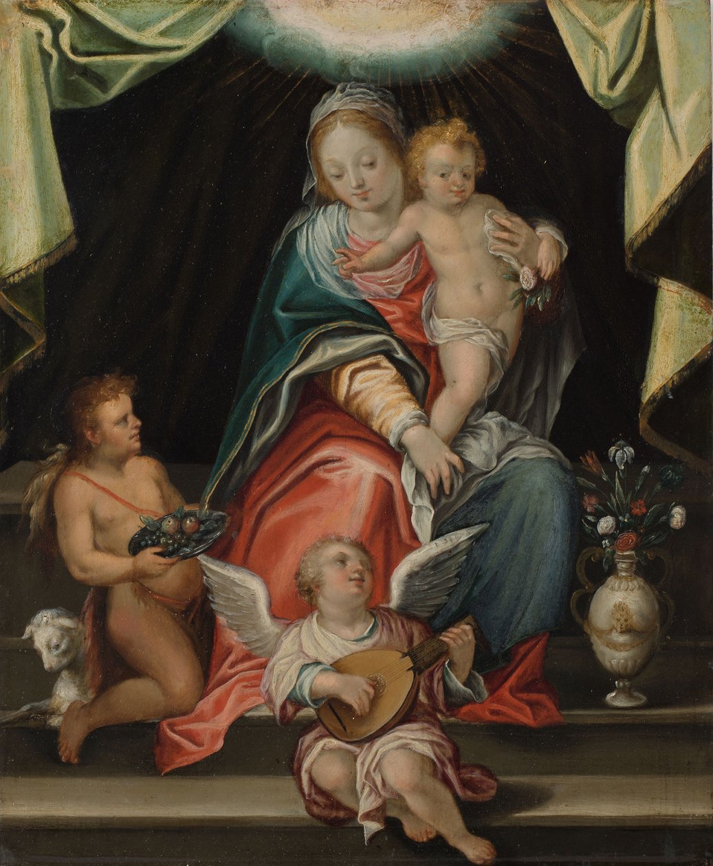 Kruunattu Madonna (öljy kuparille) tekijältä Hans I or Johann Rottenhammer