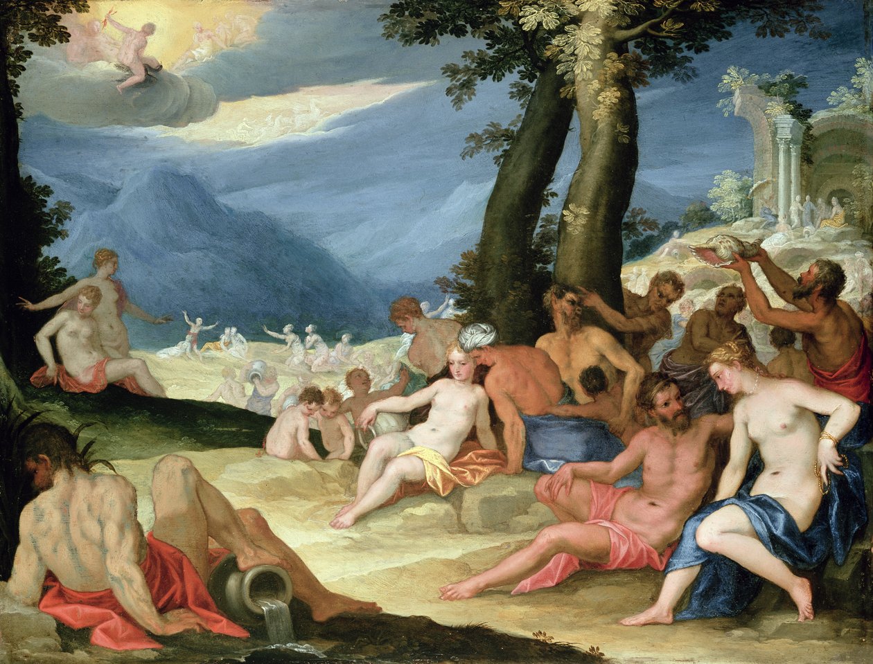 Kuivuus Phaetonien matkan aikana auringon kanssa, 1604 (öljy kuparilla) tekijältä Hans I or Johann Rottenhammer