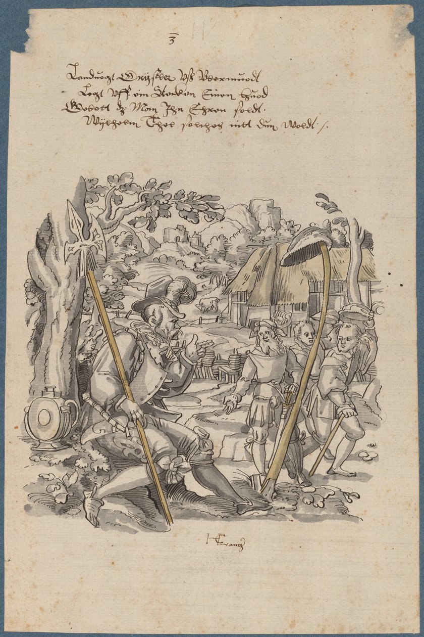 William Tell kieltäytyy kunnioittamasta kuvernööri Gesslerin hattua tekijältä Hans Kaspar Lang the Elder