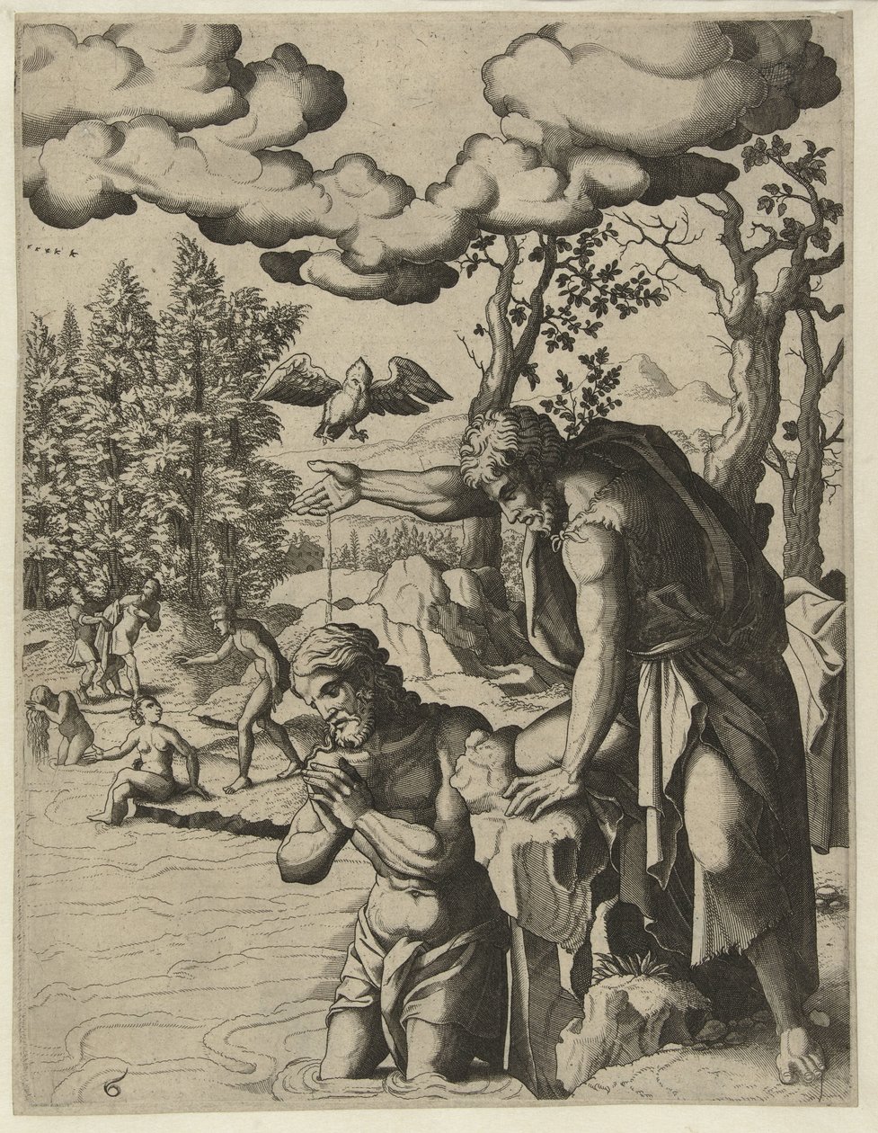 Kristuksen kaste Johannes Kastajan elämä (sarjan nimi) tekijältä Hans Liefrinck (I) (attributed to)