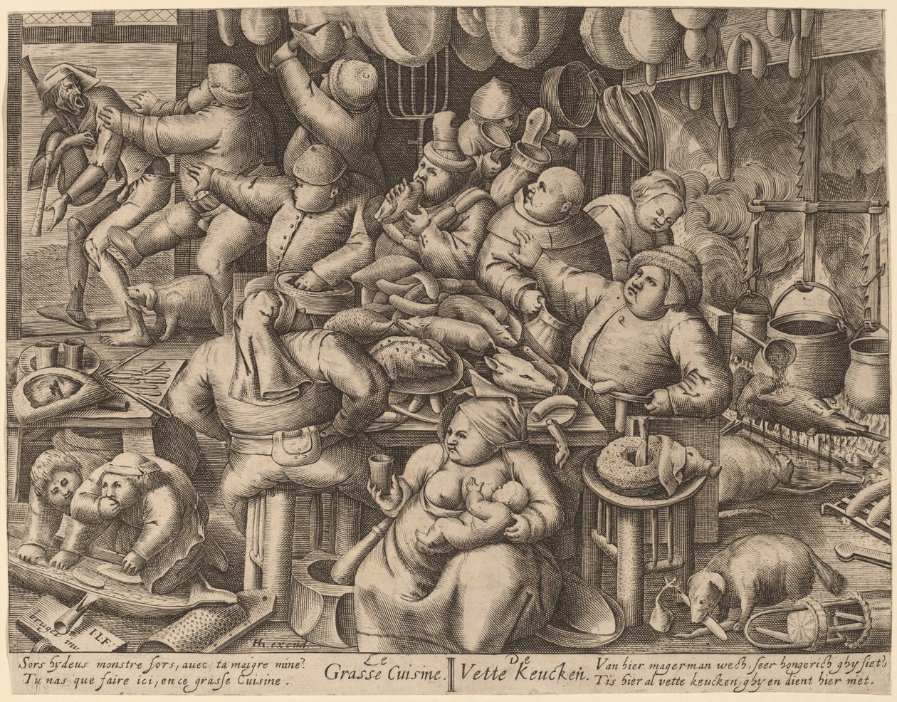 Rasva keittiö tekijältä Hans Liefrinck I, after Pieter van der Heyden, after Pieter Bruegel the Elder