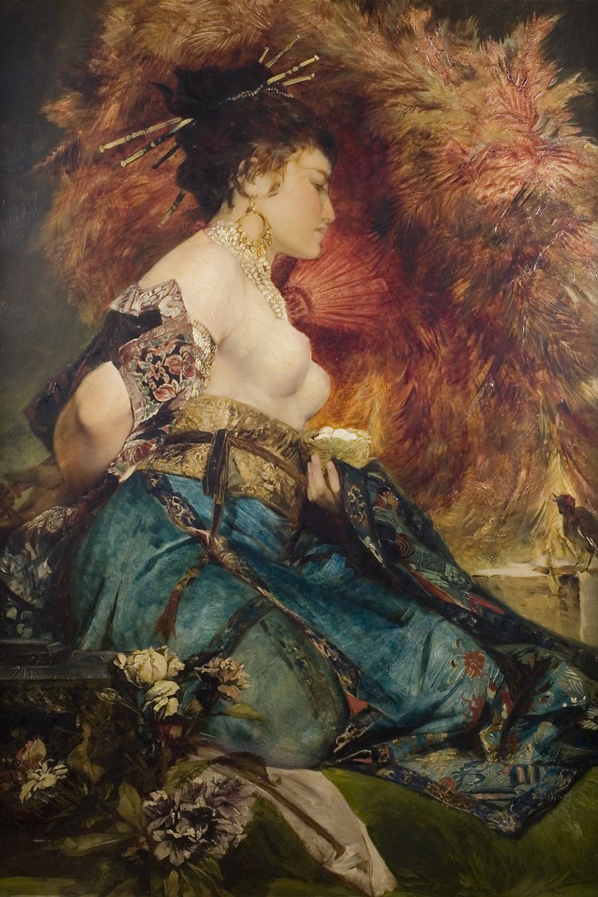 Japanilainen nainen, n. 1870 tekijältä Hans Makart
