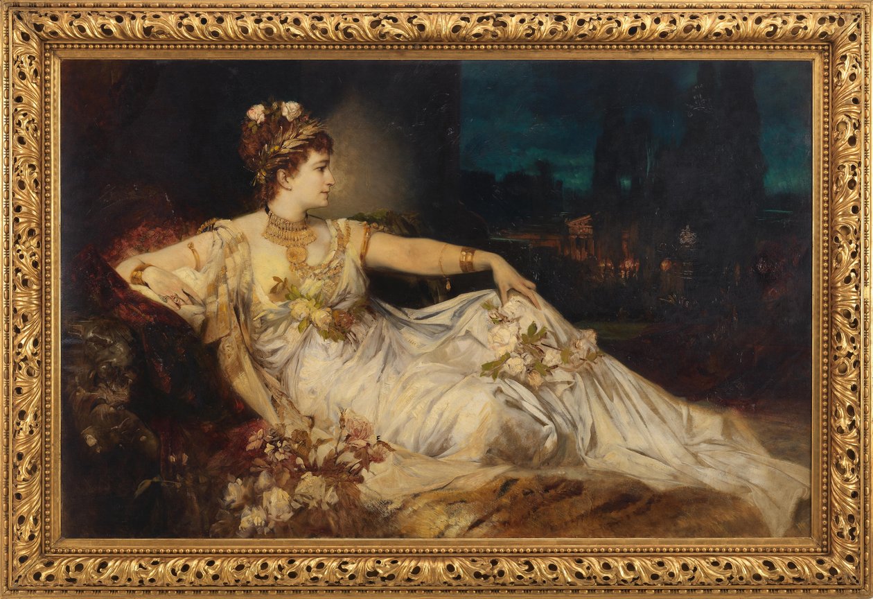 Charlotte Wolter (1834-1897) Messalinana Adolf von Wilbrandtin teoksessa "Arria ja Messalina" tekijältä Hans Makart