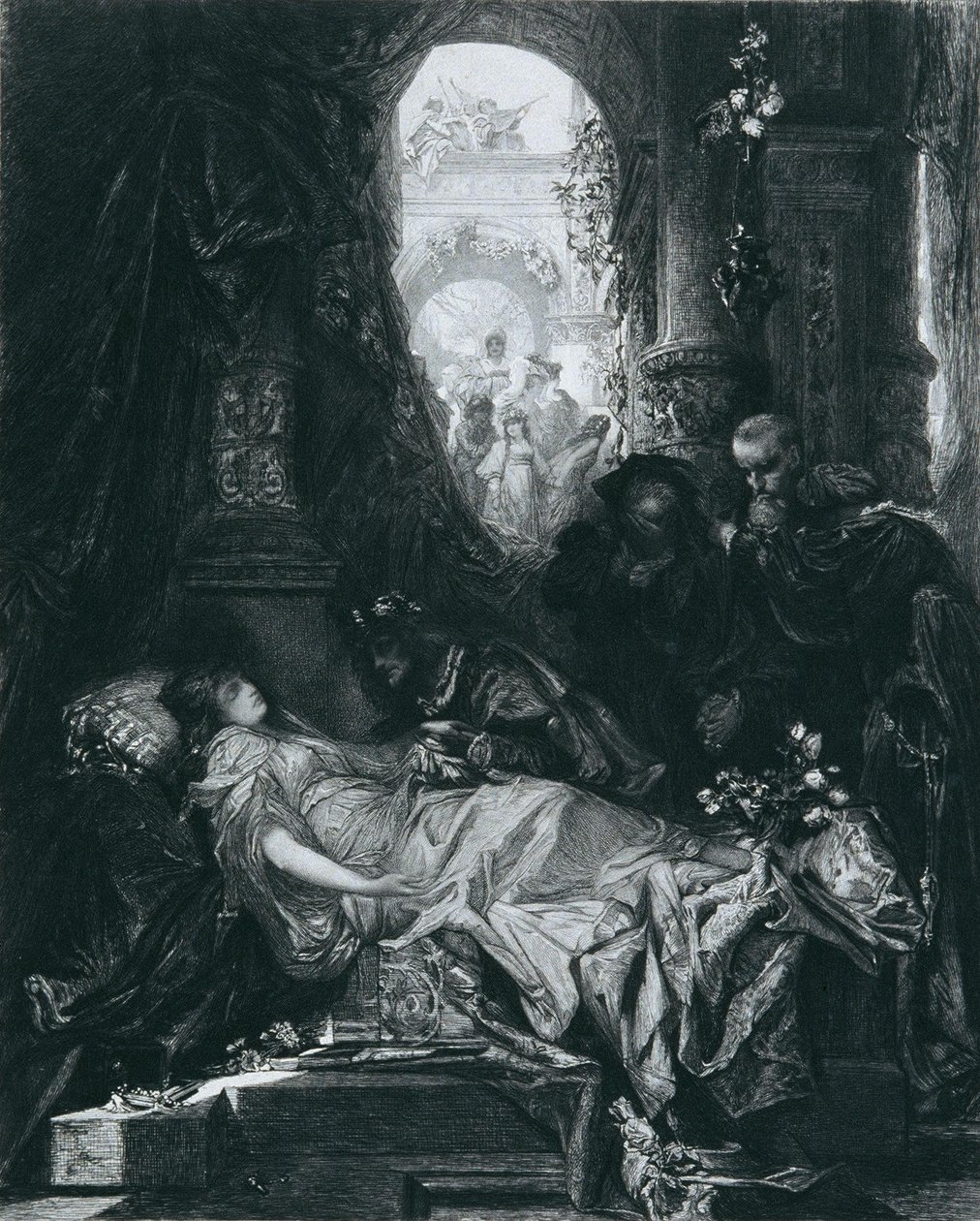 NÄENNÄISESTI KUOLLUT JULIA CAPULET tekijältä Hans Makart