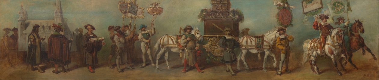 Luonnos vuoden 1879 juhlakulkueeseen - rakennusala tekijältä Hans Makart