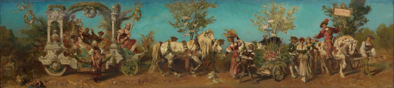 Luonnos vuoden 1879 juhlakulkueeseen - Puutarhanhoito tekijältä Hans Makart