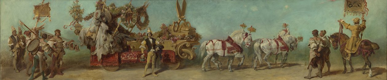 Luonnos vuoden 1879 paraatiin – Vaateteollisuus tekijältä Hans Makart
