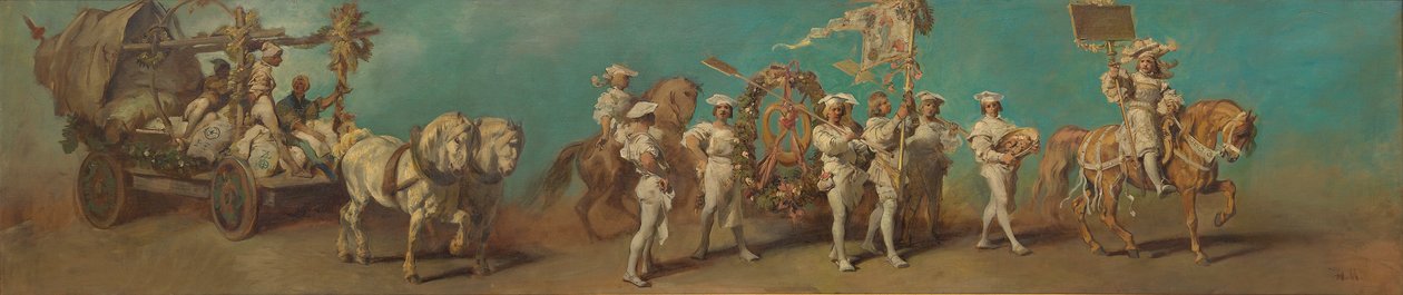 Luonnos vuoden 1879 juhlakulkueeseen - Myllyrit ja leipurit tekijältä Hans Makart