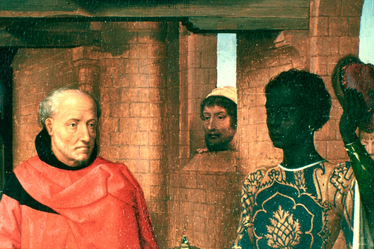 Adoration of the Magi, Triptyykki, Yksityiskohta, c1453-1494 tekijältä Hans Memling