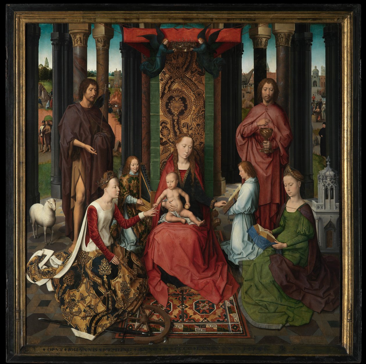 Pyhän Johannes Kastajan ja Pyhän Johannes Evankelistan triptyykin keskipaneeli tekijältä Hans Memling