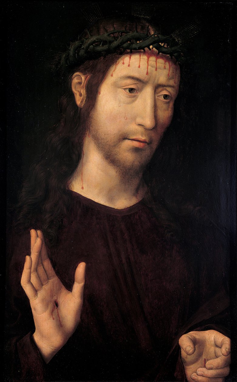 Christ Blessing par Memling, Hans (1433/40-1494). Öljy puulle, koko: 53,4x39,1 tekijältä Hans Memling