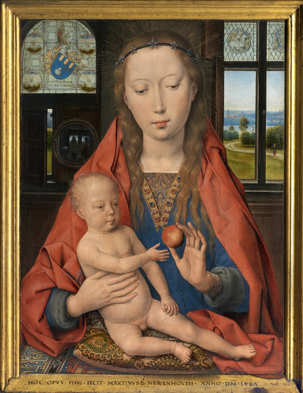 Yksityiskohta Maarten van Nieuwenhoven diptyykistä tekijältä Hans Memling