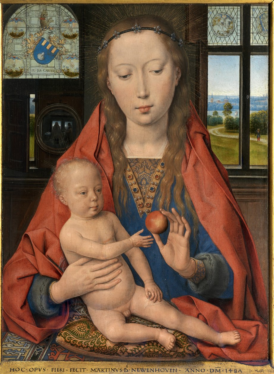 Yksityiskohta Maarten van Nieuwenhoven diptyykistä tekijältä Hans Memling