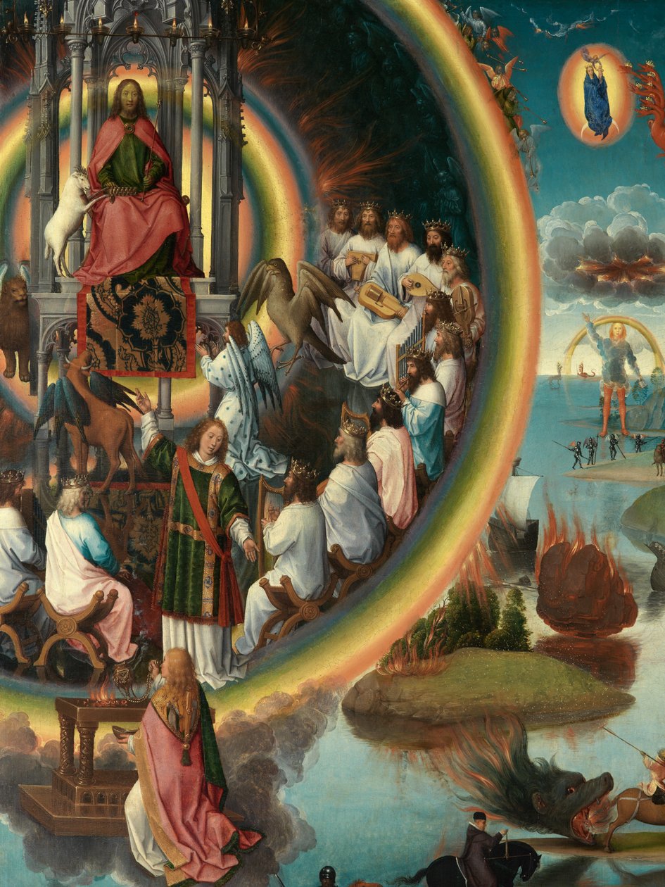 Yksityiskohta oikeanpuoleisesta paneelista Pyhän Johannes Kastajan ja Pyhän Johannes Evankelistan triptyykistä tekijältä Hans Memling