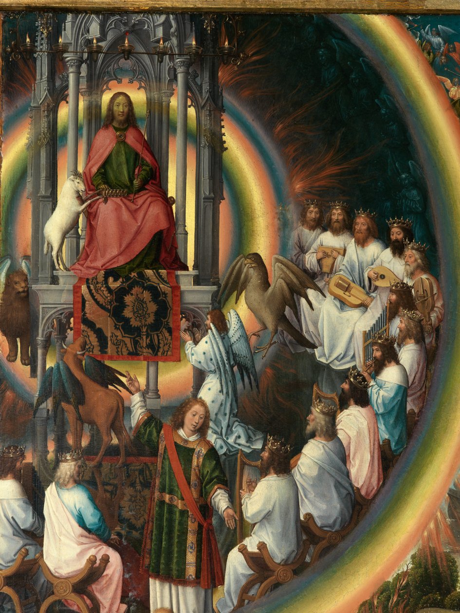 Yksityiskohta oikeanpuoleisesta paneelista Pyhän Johannes Kastajan ja Pyhän Johannes Evankelistan triptyykistä tekijältä Hans Memling