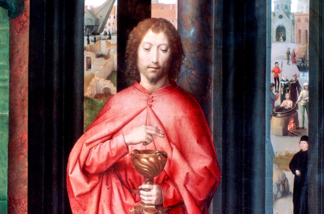 Pyhän Katariinan ja muiden pyhien mystinen häät, yksityiskohta, c1453-1494 tekijältä Hans Memling