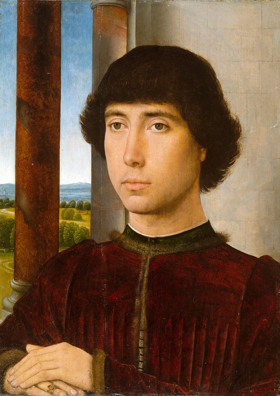 Miehen muotokuva loggialla tekijältä Hans Memling