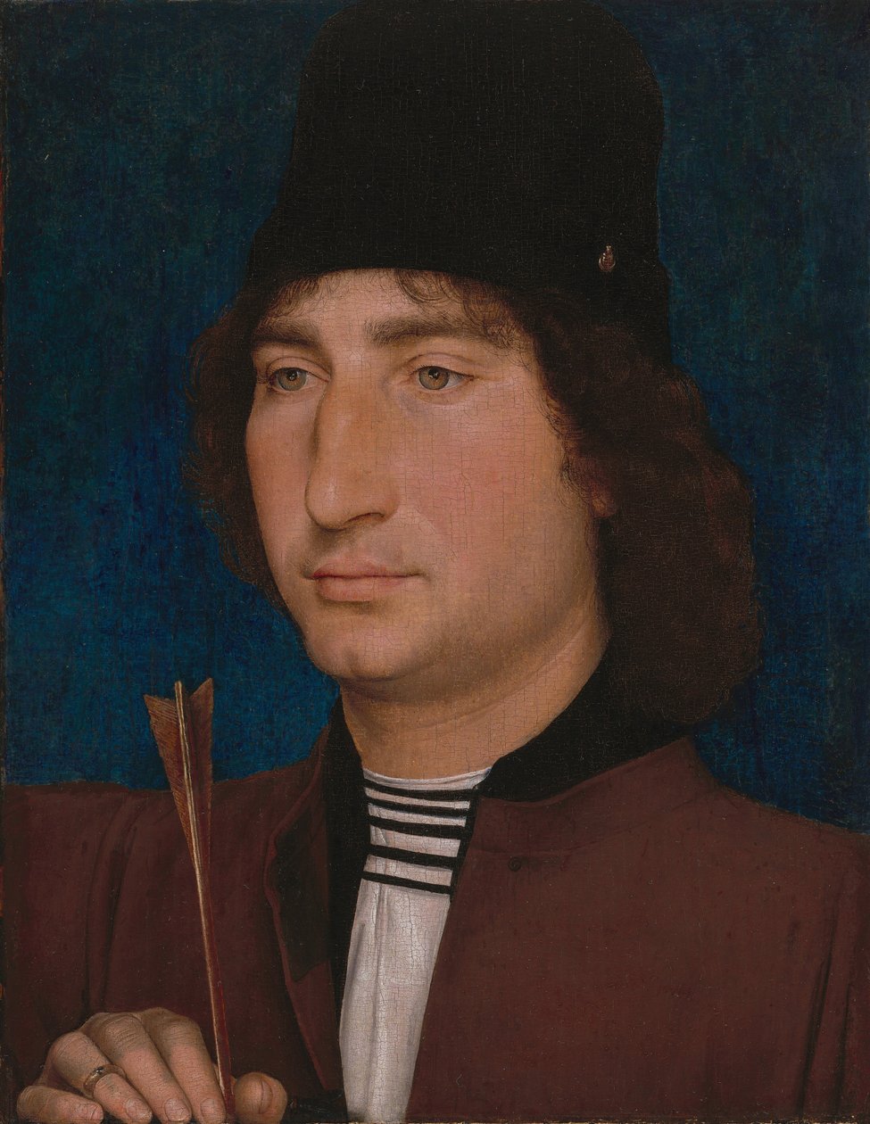 Nuolen kanssa miehen muotokuva tekijältä Hans Memling