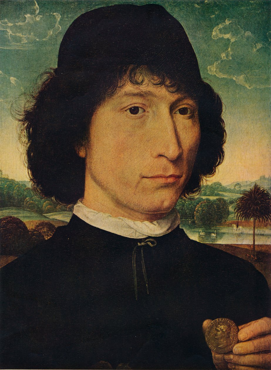 Muotokuva miehestä, jolla on keisari Neron kolikko, 1474 tekijältä Hans Memling