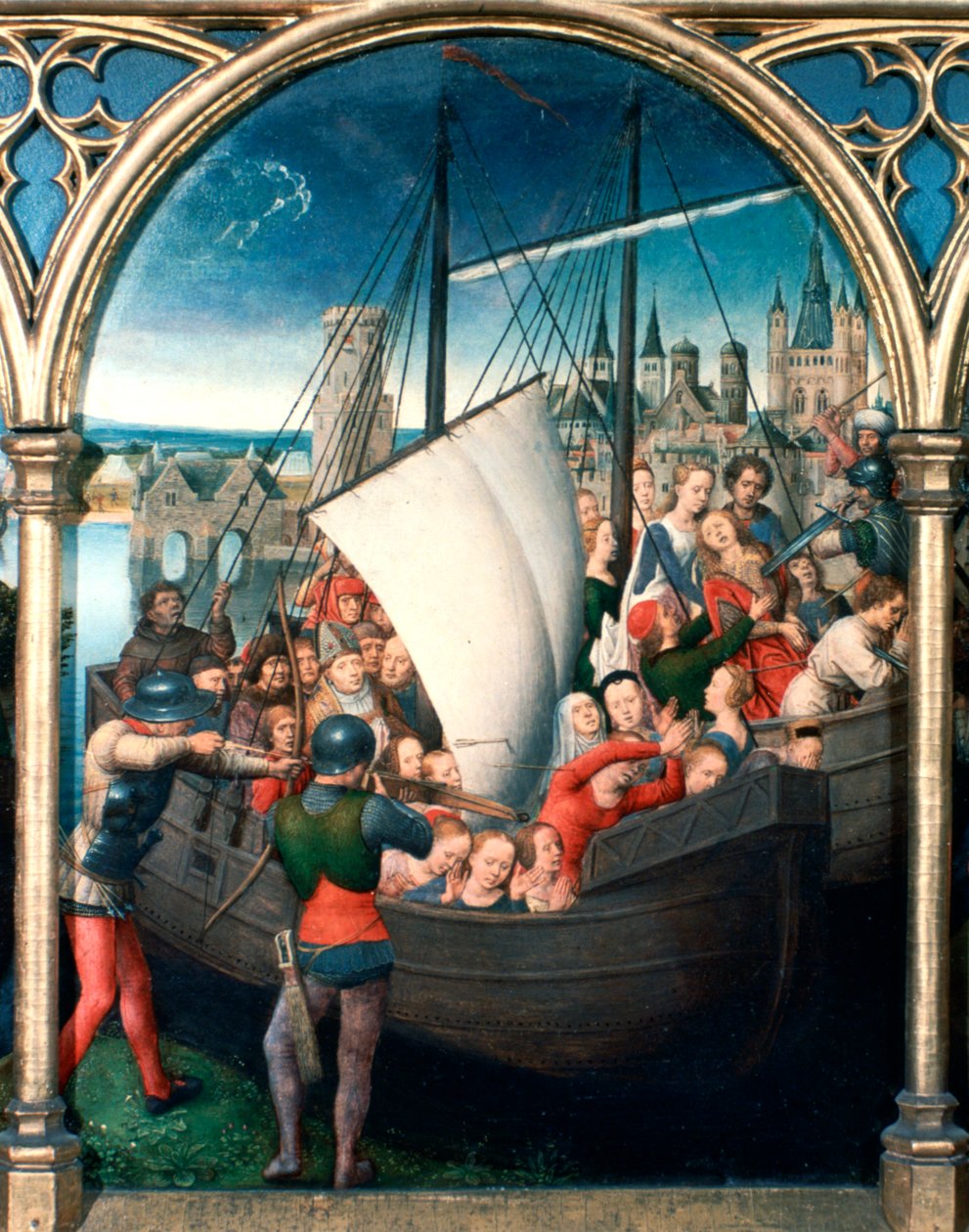 Pyhän Ursulan pyhäkkö, marttyyrikuolema, 1489 tekijältä Hans Memling