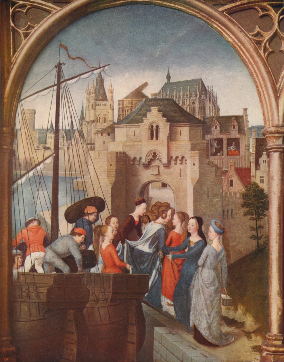 Pyhän Ursulan saapuminen Kölniin, 1489, c1915 tekijältä Hans Memling