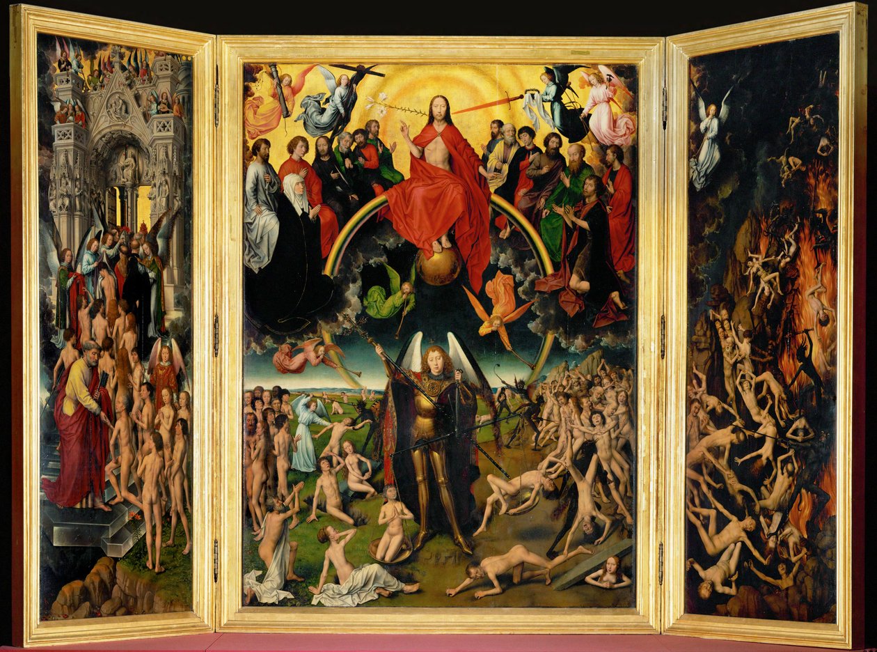 Triptyykki, jossa on viimeinen tuomio. Keskipaneeli (triptyykki paneelilla) tekijältä Hans Memling