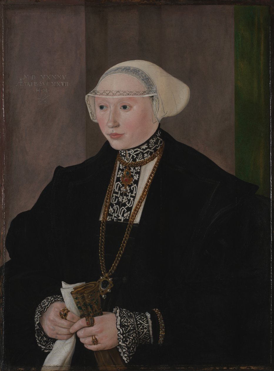 Freybergin vaimon Maria Kitscherin muotokuva, 1545 tekijältä Hans Muelich or Mielich