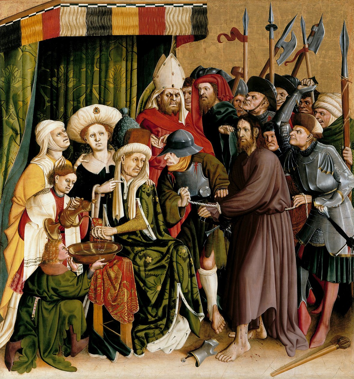 Kristus Pilatuksen edessä. Wurzachin alttarin siivet, 1437 tekijältä Hans Multscher