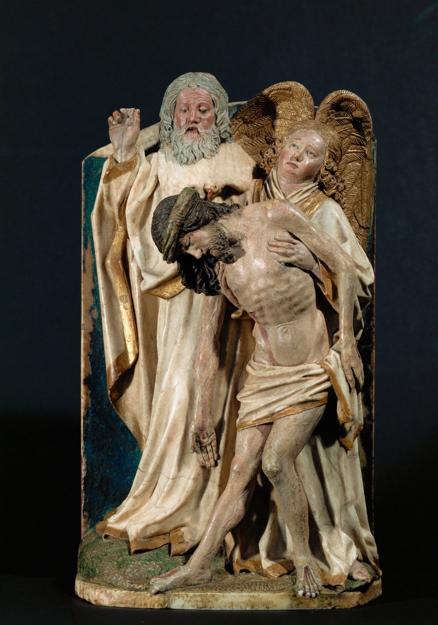 Pyhä Kolminaisuus (monivärinen kalkkikivi) tekijältä Hans Multscher