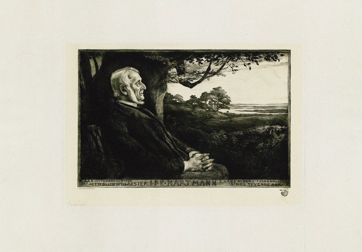 Säveltäjä John Peter Emily Hartmannin muotokuva 1805-1900, tekijältä Hans Nikolaj Hansen