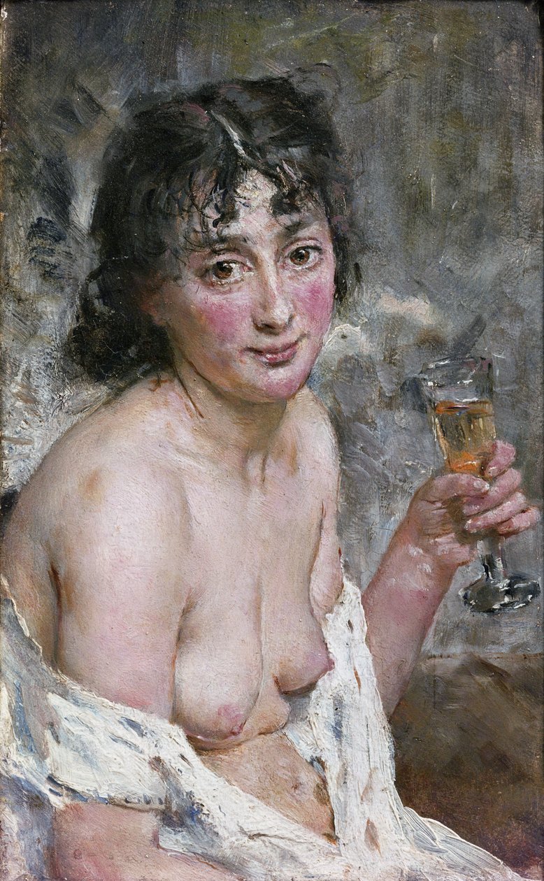 Champagne Girl (öljy kankaalle) tekijältä Hans Olaf Heyerdahl