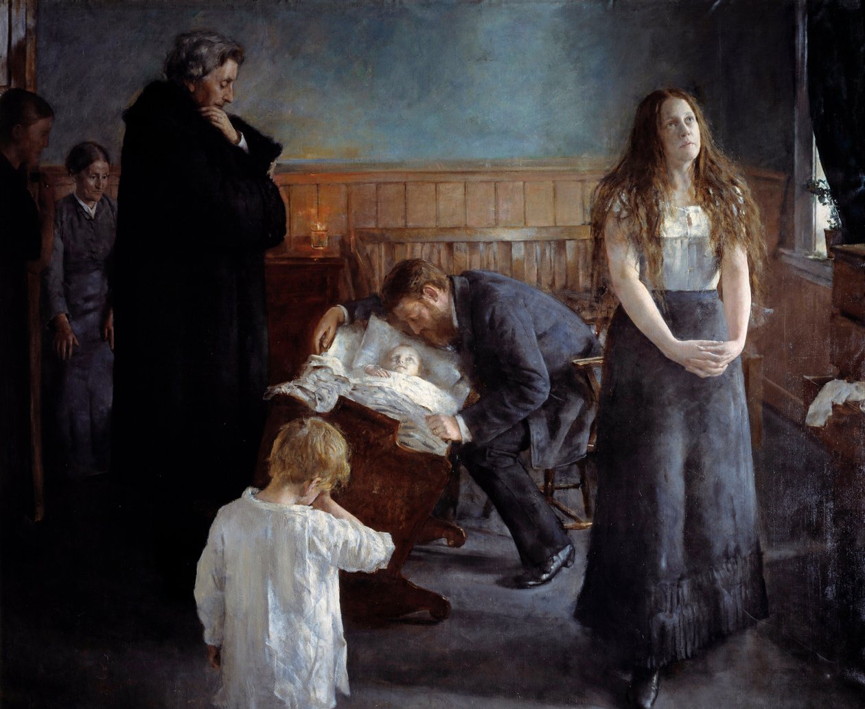 Sairas lapsi. Hans Olaf Heyerdalen (1857-1913) maalaus Ec. Haastettu oikeuteen tekijältä Hans Olaf Heyerdahl
