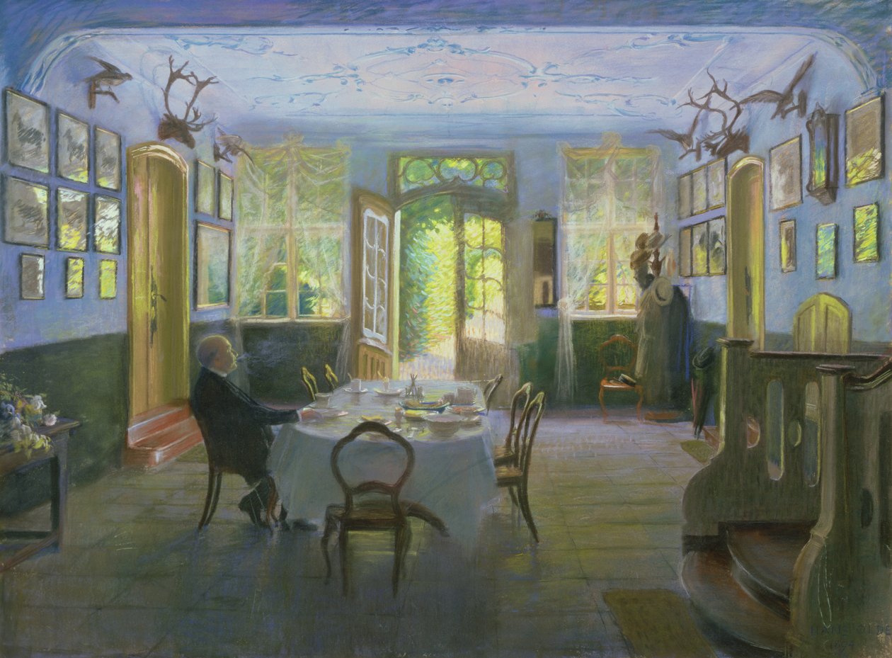 Waltershofin kartanon sali, 1894 (pastelli paperille) tekijältä Hans Olde