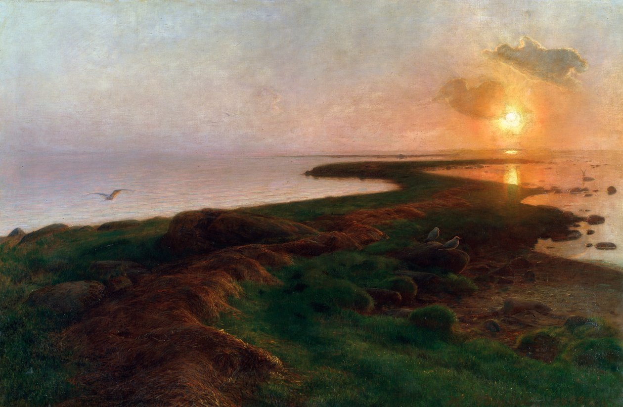"Auringonlasku laguunissa", 1897. tekijältä Hans Ole Brasen