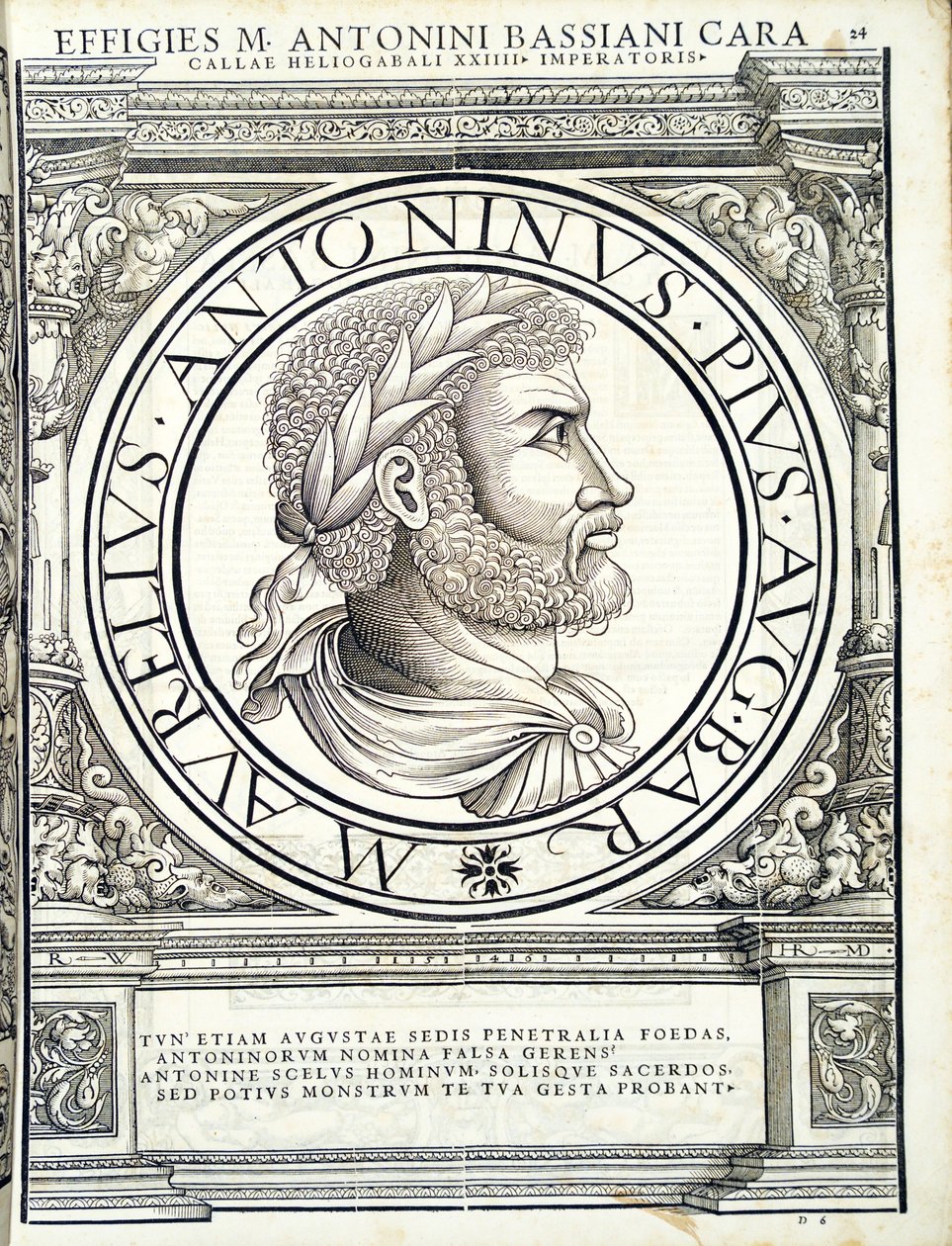 Heliogabalus, kuvitus idän ja lännen antiikin Rooman keisarien aidoimmista kuvista, Rudolph Wyssenbachin puupiirros, Andreas Gesnerin painaja, Zürich, tekijältä Hans Rudolf Manuel Deutsch