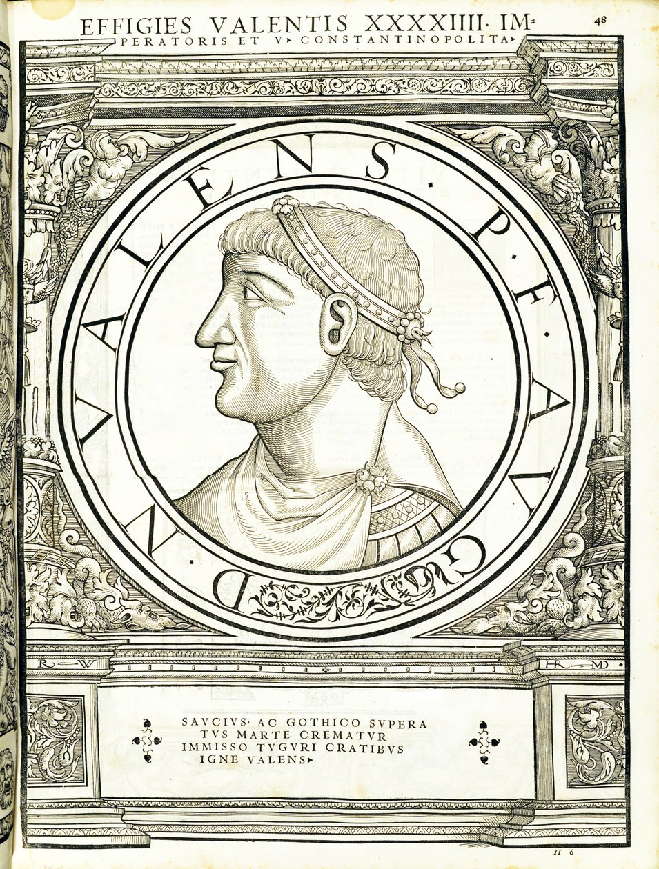 Valens, kuvitus teoksesta "Kaiken idän ja lännen Rooman keisarit", Rudolph Wyssenbachin puupiirros, Andreas Gesner, Zürich, 1559 tekijältä Hans Rudolf Manuel Deutsch