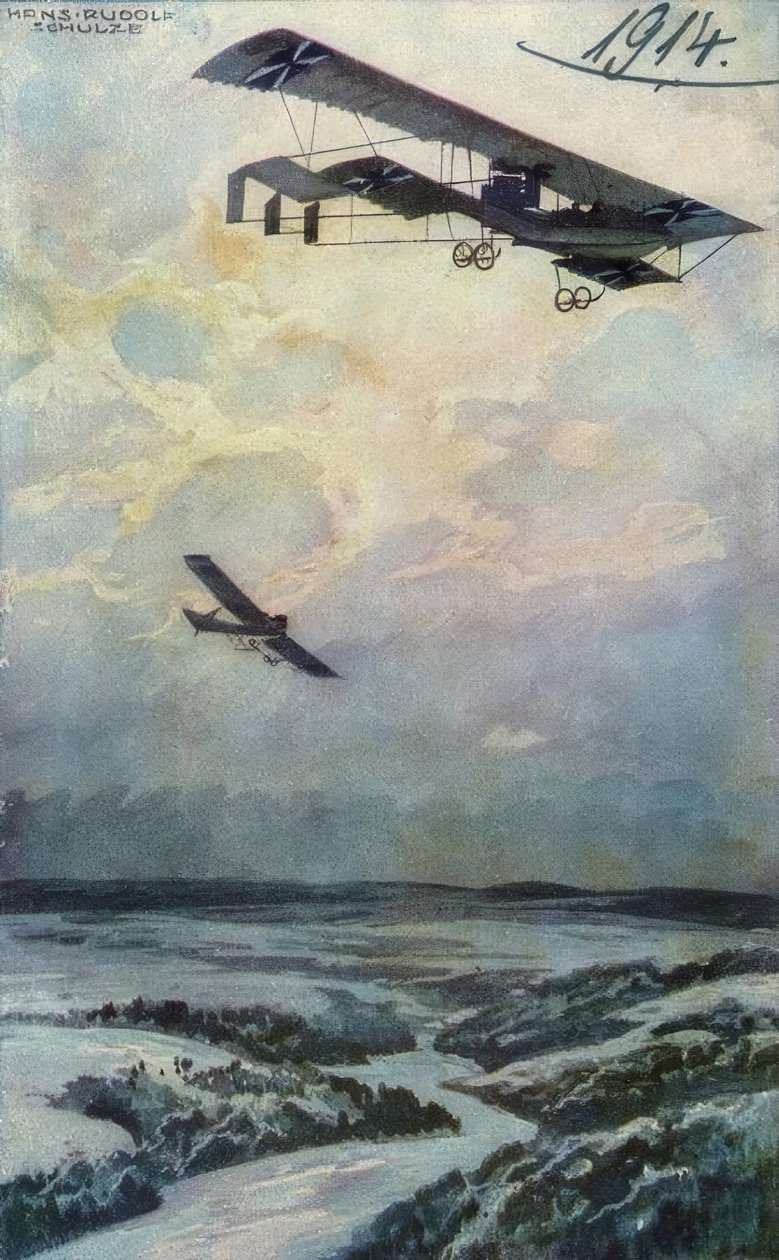 Sotilaallinen kaksitaso tiedustelumatkalla Argonnerwan yli tekijältä Hans Rudolf Schulze