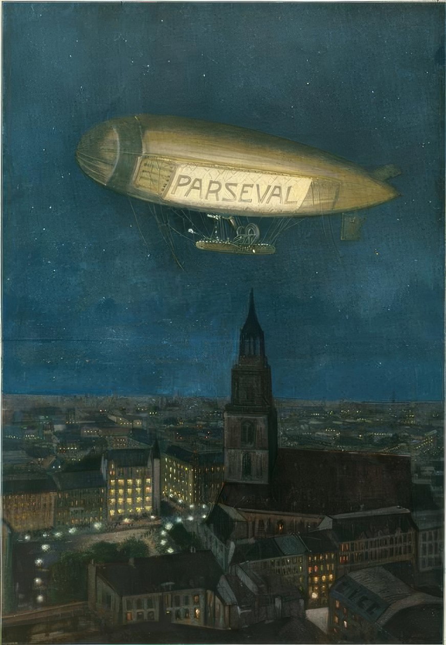 Parseval-ilmalaiva Berliinin yllä tekijältä Hans Rudolf Schulze