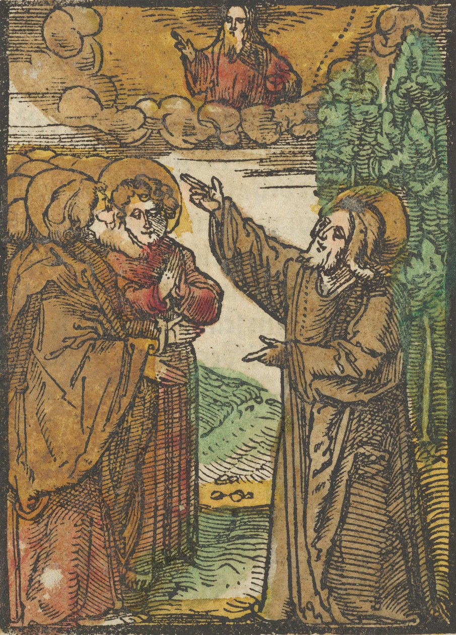 Kristus puhuu paluustaan Isän luo, Das Plenariumista, 1517. tekijältä Hans Schäufelein the Elder