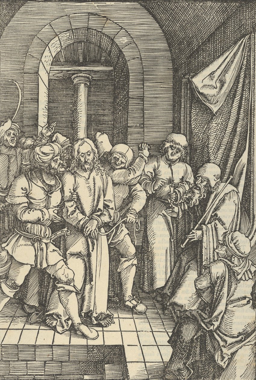 Kristus Hannaksen edessä, Herramme Jeesuksen Kristuksen kärsimyksen peilistä, 1507. tekijältä Hans Schäufelein the Elder