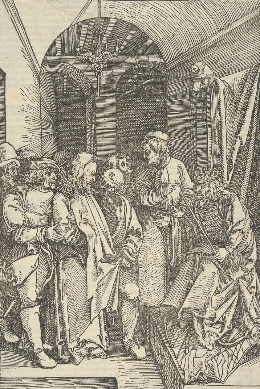 Kristus Herodeksen edessä salissa, Herramme Jeesuksen Kristuksen kärsimyksen peilistä, 1507, 1507. tekijältä Hans Schäufelein the Elder